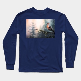 Dreamy boreal purple finch collage Long Sleeve T-Shirt